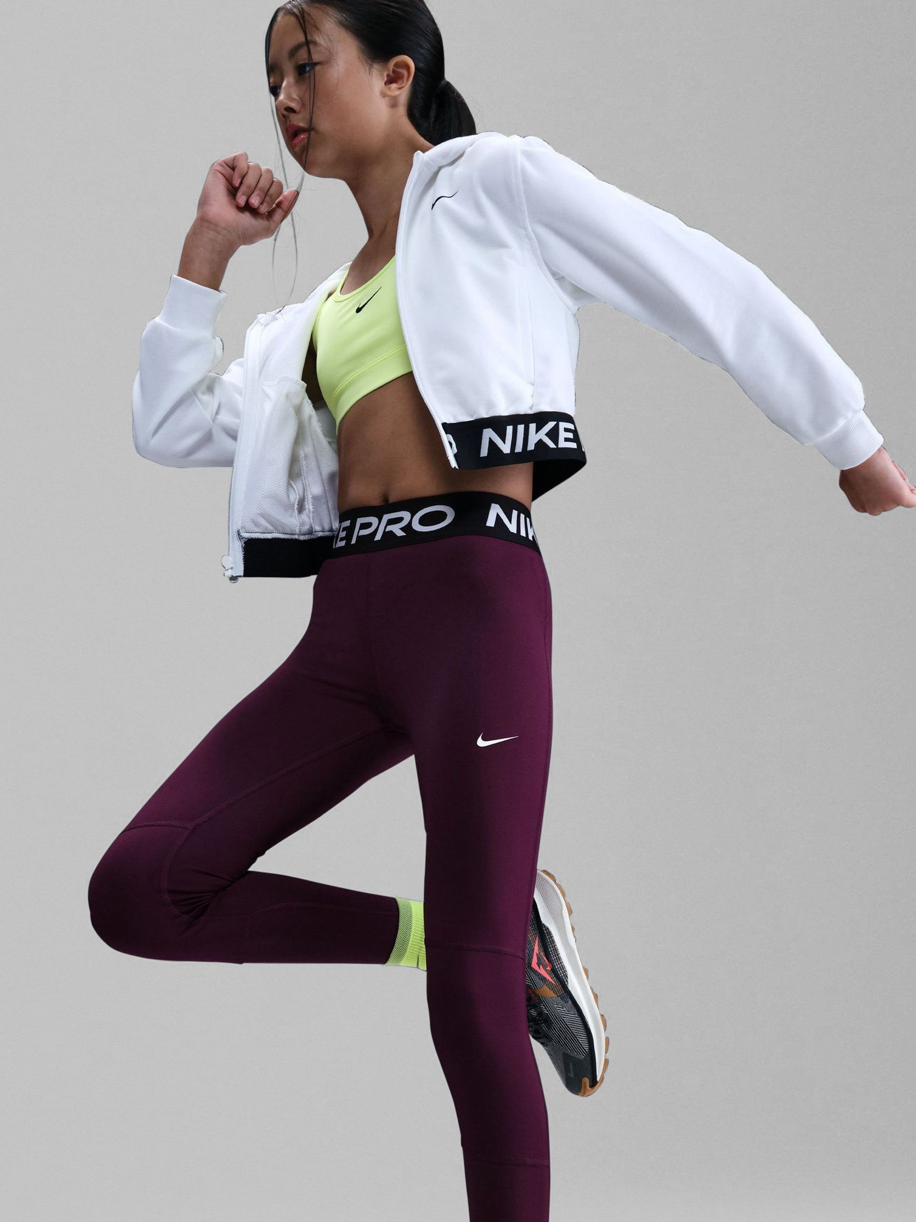 nike pro burgundy leggings