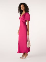 Omnes Pink Rosie Ruched Puff Sleeve Dress - Image 2 of 5