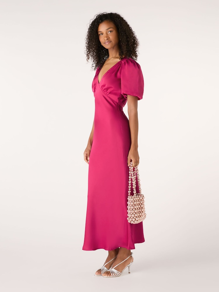 Omnes Pink Rosie Ruched Puff Sleeve Dress - Image 2 of 5
