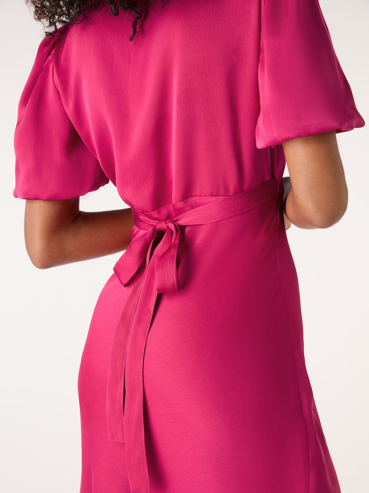 Omnes Pink Rosie Ruched Puff Sleeve Dress - Image 4 of 5