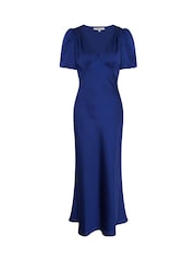 Omnes Navy Rosie Ruched Puff Sleeve Dress - Image 5 of 5
