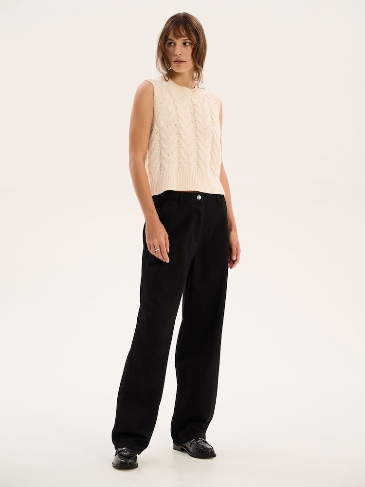 Omnes Cream Bobbi Cable Knit Vest - Image 2 of 5