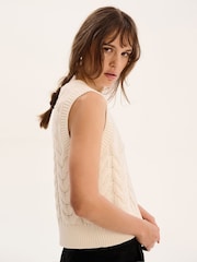 Omnes Cream Bobbi Cable Knit Vest - Image 4 of 5