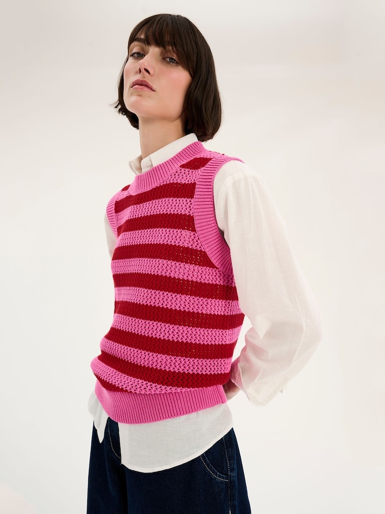 Omnes PInk Light Bobbi Cable Knit Vest - Image 1 of 5 Omnes PInk Light Bobbi Cable Knit Vest - Image 1 of 5