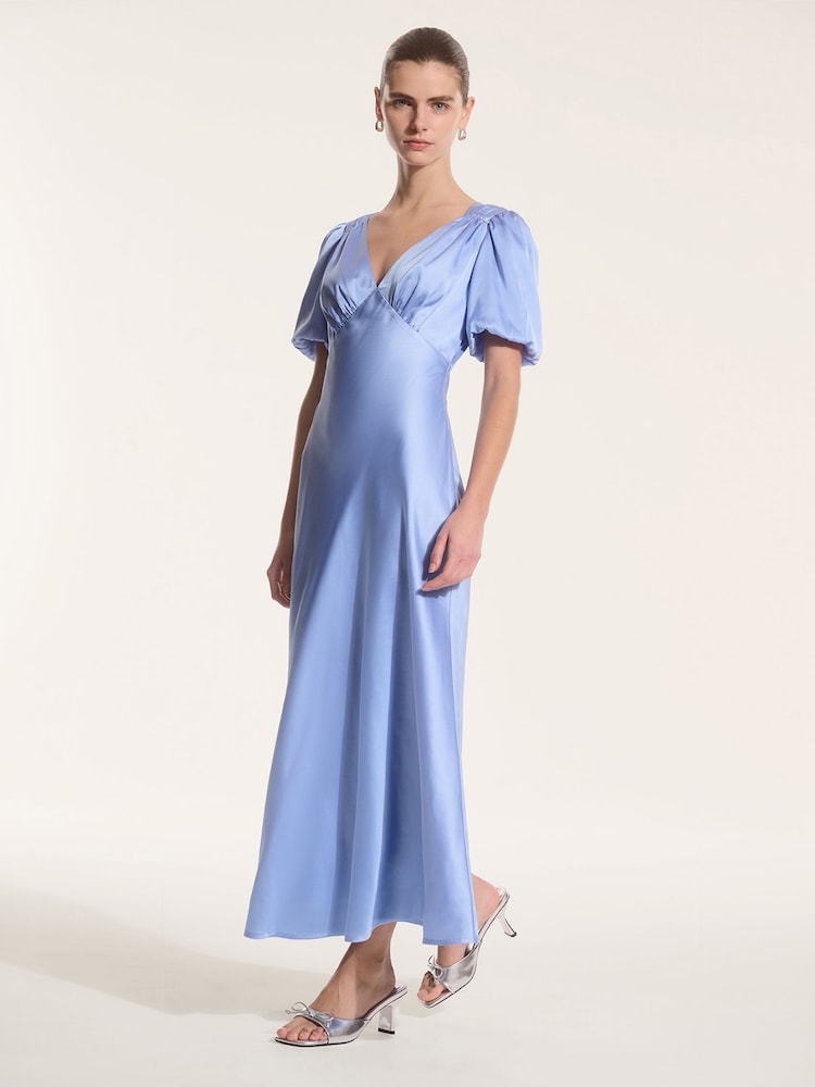 Albastru - Rochie Omnes Rosie cu mânecă bufantă încrețită - Imaginea 1 din 5