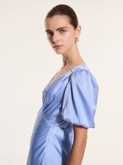 Albastru - Rochie Omnes Rosie cu mânecă bufantă încrețită - Imaginea 4 din 5