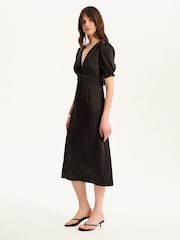 Omnes Black Odette Midi Tie Back Dress - Image 1 of 5