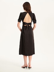Omnes Black Odette Midi Tie Back Dress - Image 2 of 5