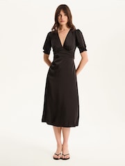 Omnes Black Odette Midi Tie Back Dress - Image 3 of 5