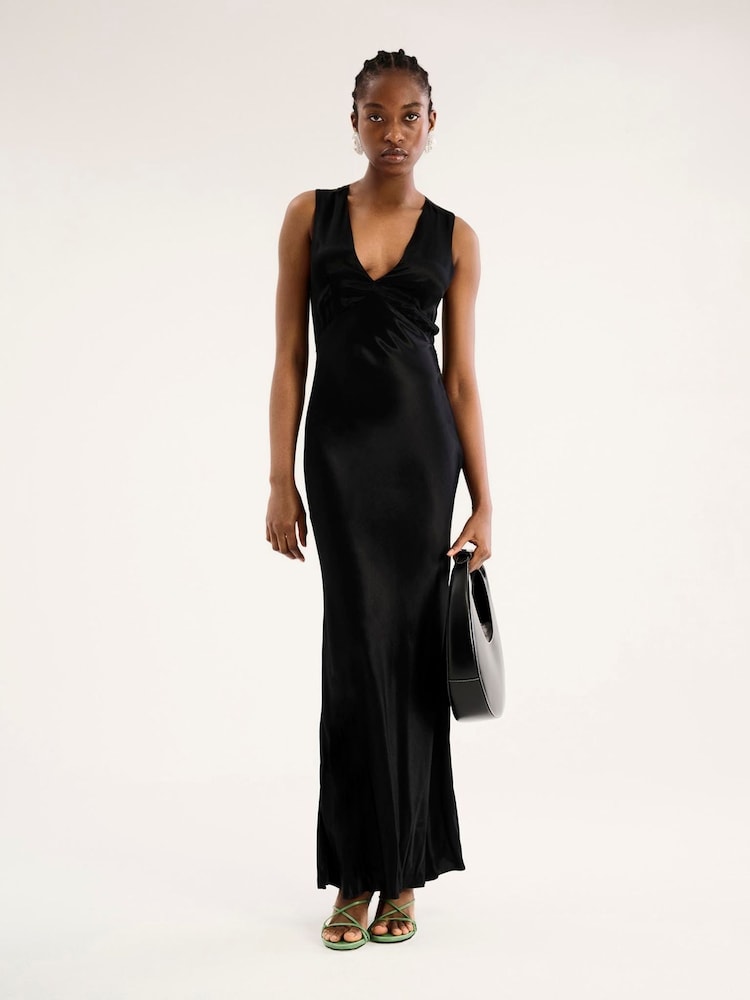 Omnes Black Nova Maxi Tie Back Dress - Image 1 of 5