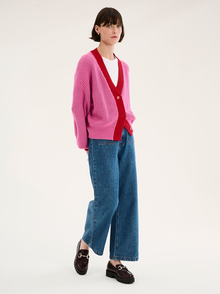Omnes Pink Hopper 100% Cotton Cardigan - Image 1 of 5 Omnes Pink Hopper 100% Cotton Cardigan - Image 1 of 5