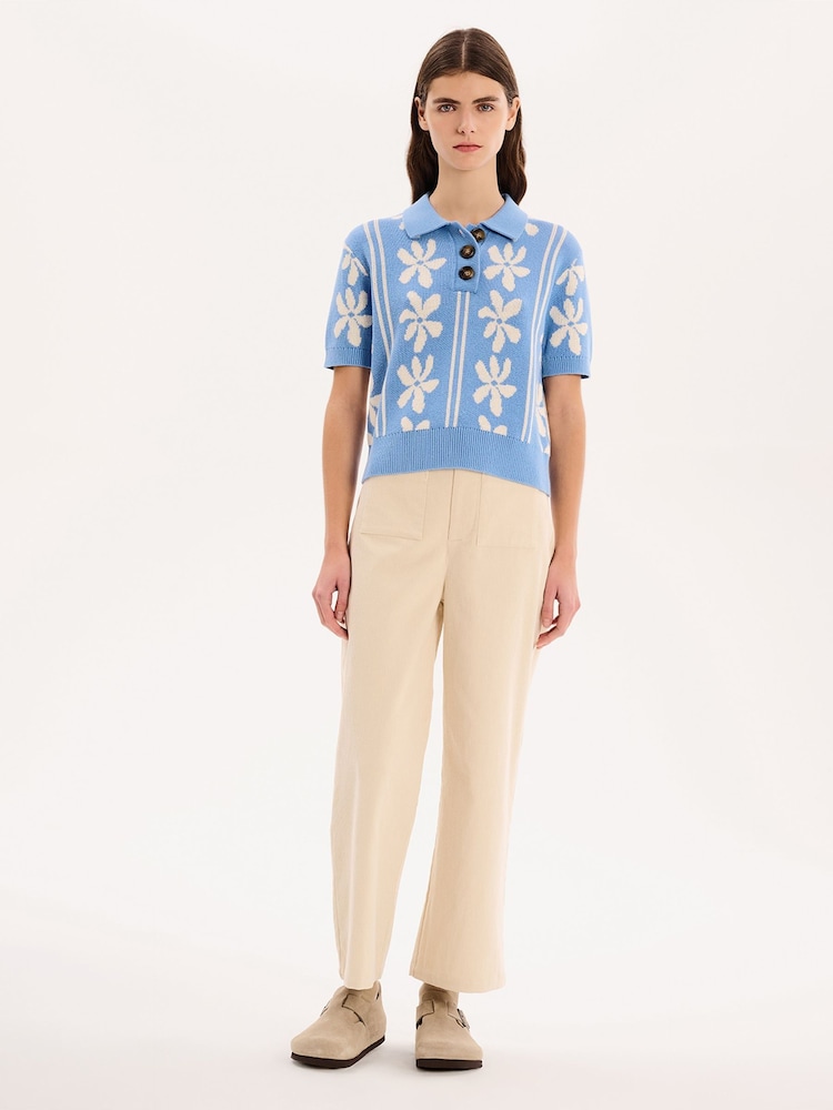 Omnes Blue Haisley Floral Print 100% Cotton Jumper - Image 1 of 4