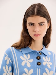 Omnes Blue Haisley Floral Print 100% Cotton Jumper - Image 4 of 4
