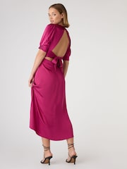 Omnes Pink Odette Midi Tie Back Dress - Image 3 of 5