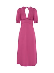 Omnes Pink Odette Midi Tie Back Dress - Image 5 of 5