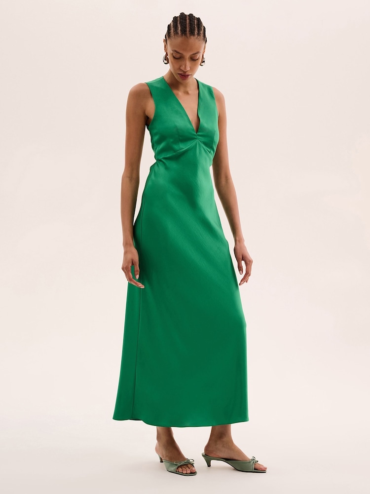 Omnes Green Nova Maxi Tie Back Dress - Image 2 of 5