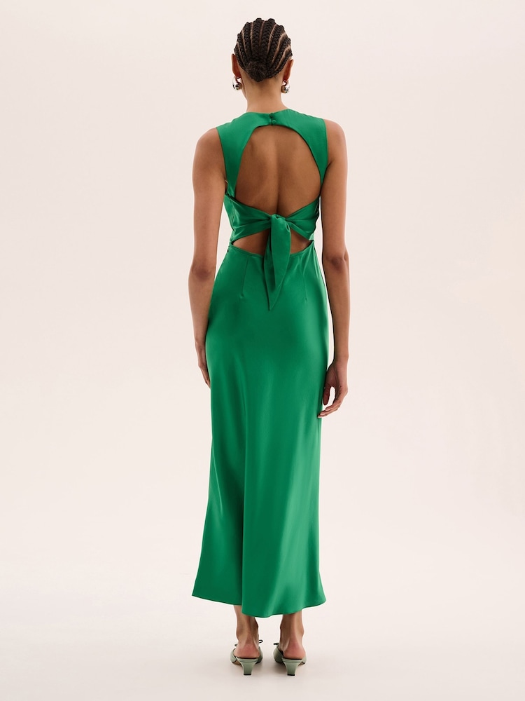 Verde - Rochie Omnes Nova Maxi cu Cravată la spate - Image 3 of 5