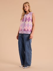 Omnes Purple Matilda Button Through Vest - Image 2 of 5