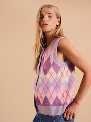 Omnes Purple Matilda Button Through Vest - Image 4 of 5