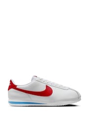 Nike Red/White Cortez Leather Trainers - Image 1 of 11