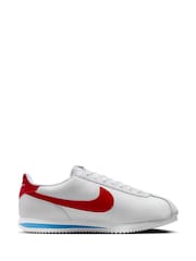 Nike Red/White Cortez Leather Trainers - Image 3 of 11