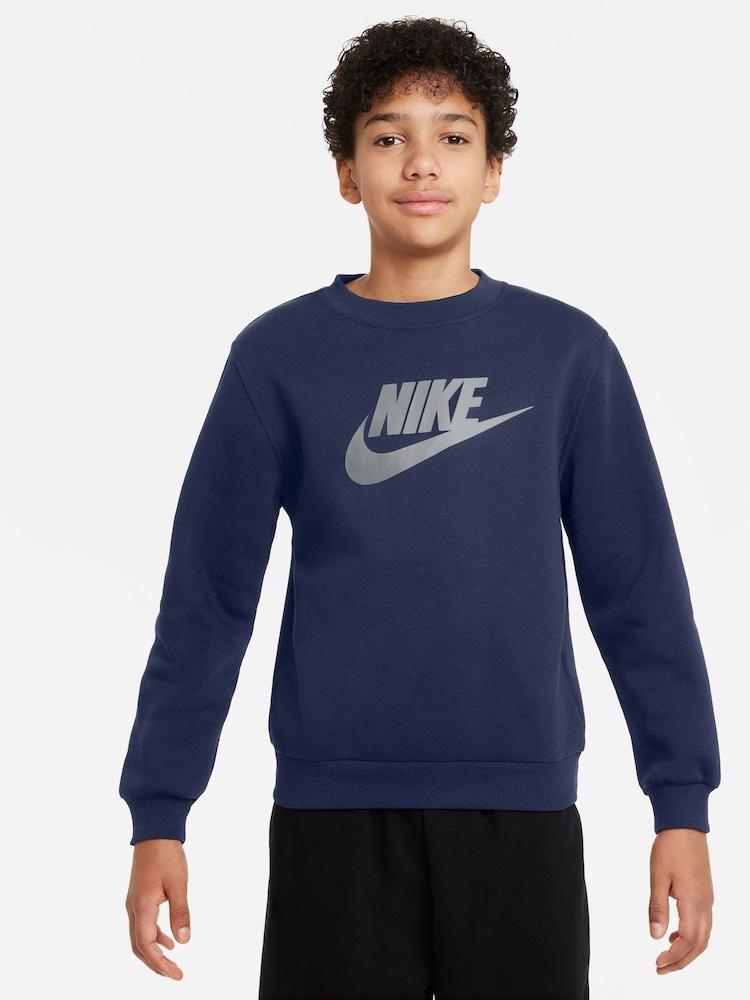 Nike Midnight Navy Club Fleece HBR Crew Sweatshirt - Image 1 of 3 Nike Midnight Navy Club Fleece HBR Crew Sweatshirt - Image 1 of 3
