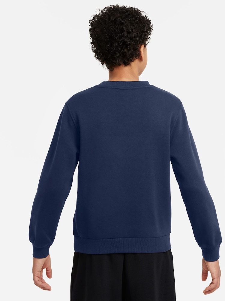 Nike Midnight Navy Club Fleece HBR Crew Sweatshirt - Image 2 of 3 Nike Midnight Navy Club Fleece HBR Crew Sweatshirt - Image 2 of 3