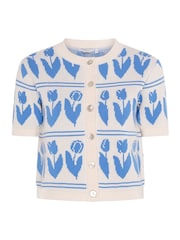 Omnes Cream Lulu Floral Print 100% Cotton Cardigan - Image 5 of 5