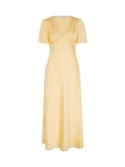Omnes Yellow Rosie Ruched Puff Sleeve Dress - Image 5 of 5