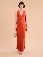 Omnes Orange Nova Maxi Tie Back Dress - Image 1 of 5
