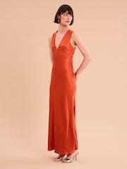 Omnes Orange Nova Maxi Tie Back Dress - Image 2 of 5