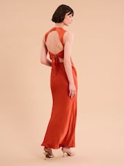 Omnes Orange Nova Maxi Tie Back Dress - Image 3 of 5