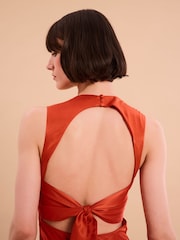 Omnes Orange Nova Maxi Tie Back Dress - Image 4 of 5
