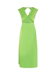 Omnes Green Marin V-Neck Front Twist Satin Midi Dress - Image 5 of 5