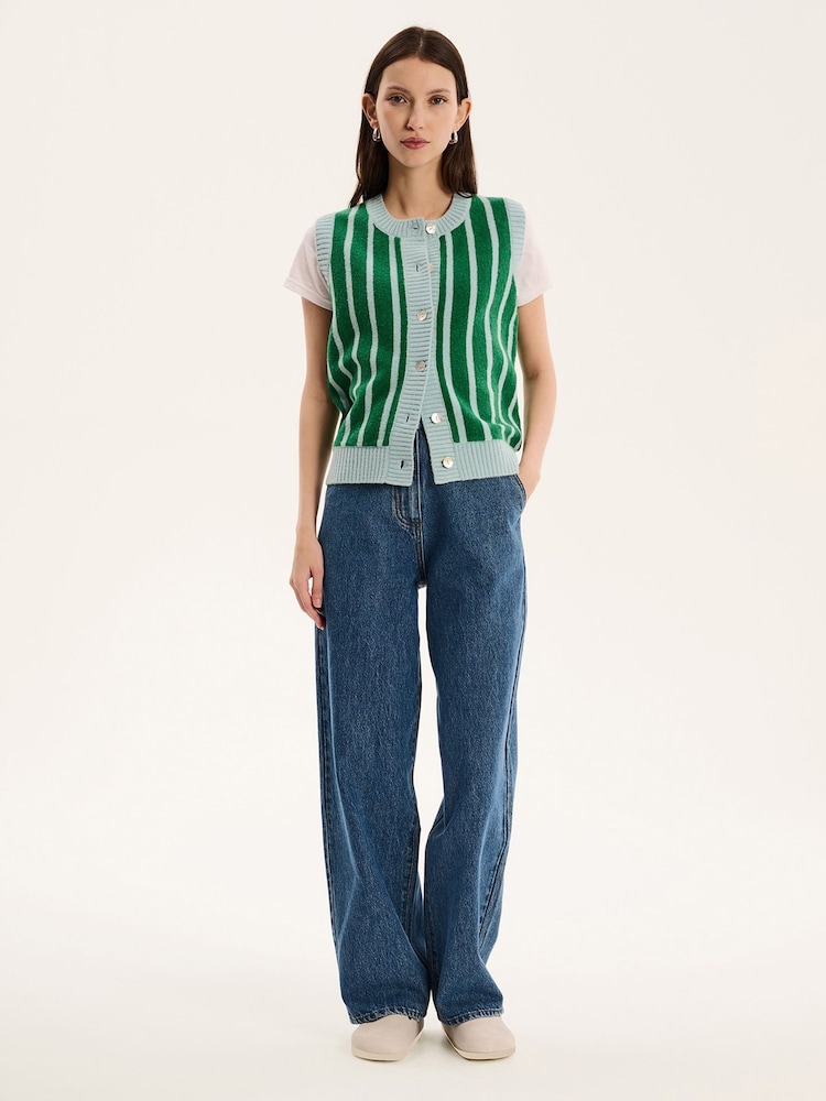 Omnes Green Matilda Button Through Vest - Image 1 of 5 Omnes Green Matilda Button Through Vest - Image 1 of 5