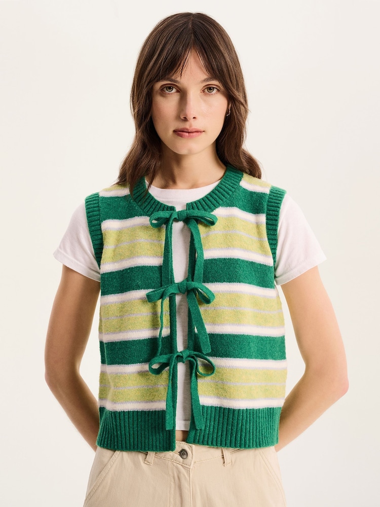 Omnes Green Jacob Stripe Sweater Vest - Image 1 of 5