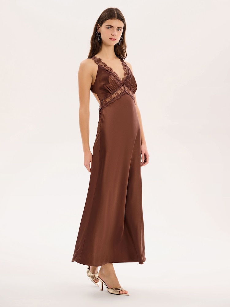 Buy Omnes Brown Aurelia Lace Dress from Next USA Buy Omnes Brown Aurelia Lace Dress from Next USA