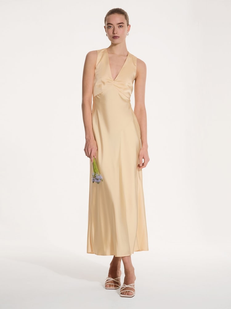 Omnes Yellow Nova Maxi Tie Back Dress - Image 2 of 5