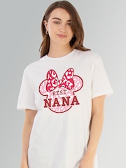 Brands In White Disney Minnie Mouse Best Nana Women White Boyfriend Fit T-Shirt - Image 1 of 4