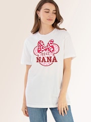 Brands In White Disney Minnie Mouse Best Nana Women White Boyfriend Fit T-Shirt - Image 2 of 4
