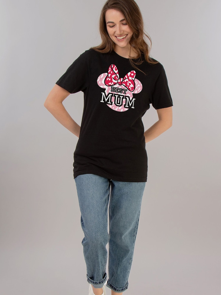 Brands In Black Disney Minnie Mouse Best Mum Women Black Boyfriend Fit T-Shirt - Image 2 of 4