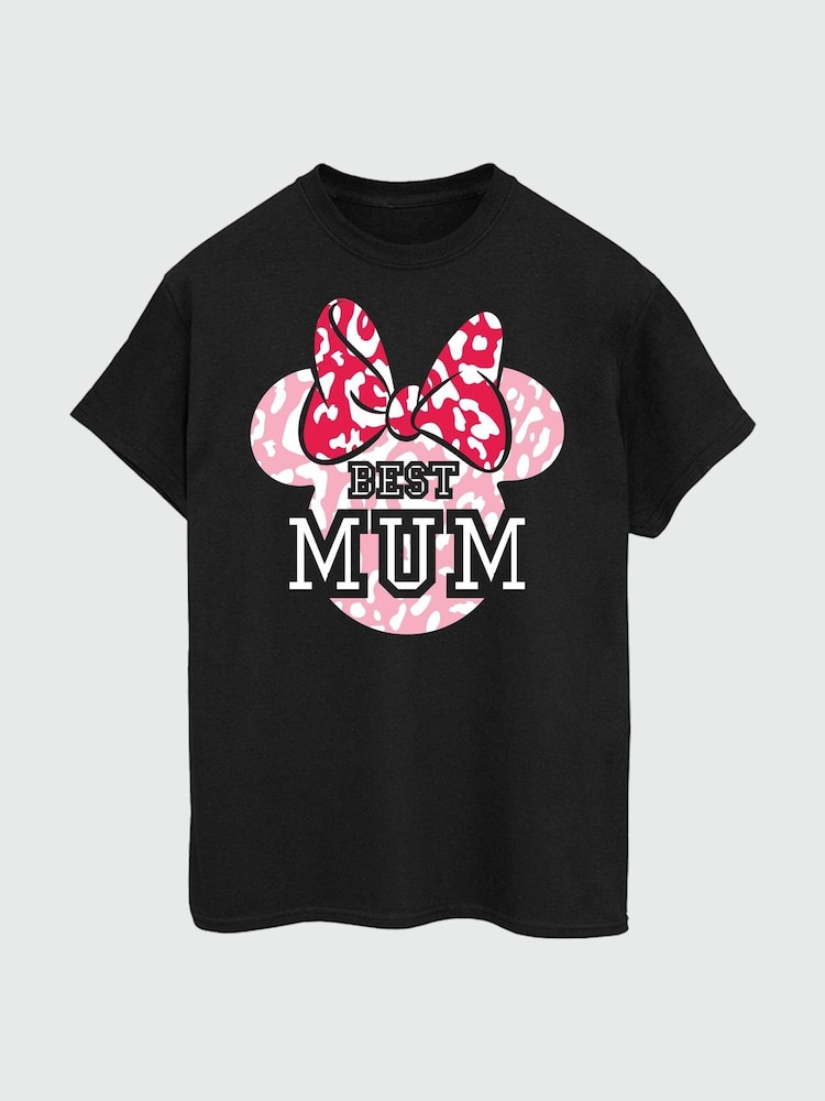 Brands In Black Disney Minnie Mouse Best Mum Women Black Boyfriend Fit T-Shirt - Image 3 of 4