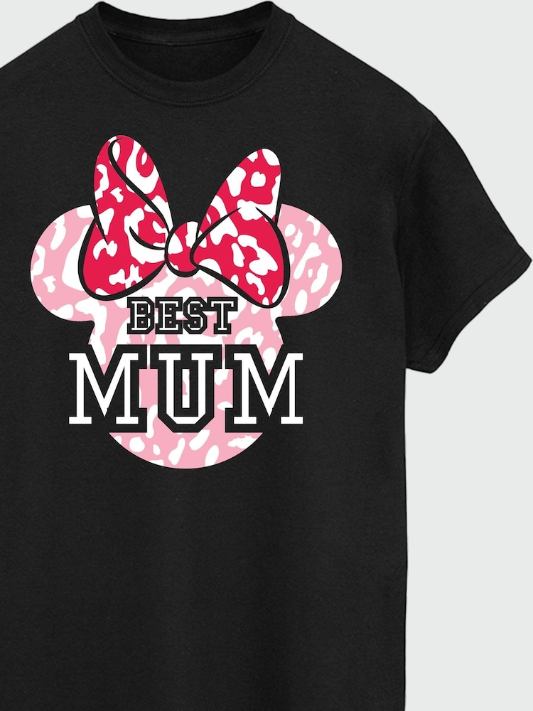 Brands In Black Disney Minnie Mouse Best Mum Women Black Boyfriend Fit T-Shirt - Image 4 of 4