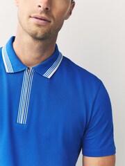 PS Paul Smith Regular Fit Blue Quarter Zip Polo Shirt - Image 4 of 6