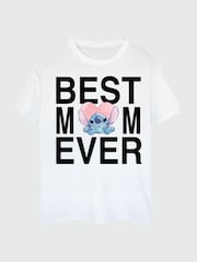 Brands In White Disney Lilo & Stitch Best Mum Ever Women White Boyfriend Fit T-Shirt - Image 3 of 4
