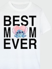 Brands In White Disney Lilo & Stitch Best Mum Ever Women White Boyfriend Fit T-Shirt - Image 4 of 4