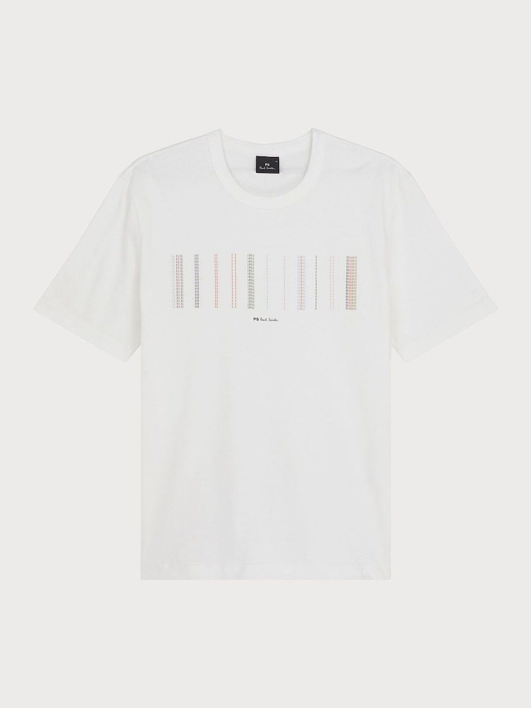 PS Paul Smith Casual-Fit 100% Organic Cotton Graphic White T-Shirt - Imagen 1 de 2