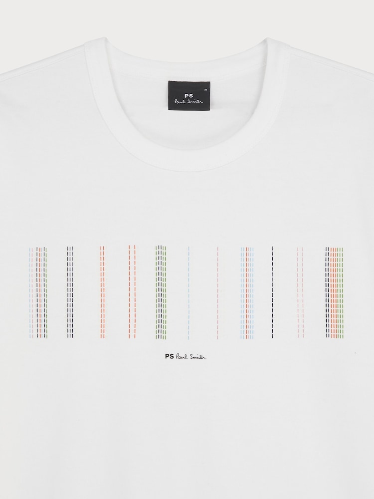 PS Paul Smith Casual-Fit 100% Organic Cotton Graphic White T-Shirt - Imagen 2 de 2