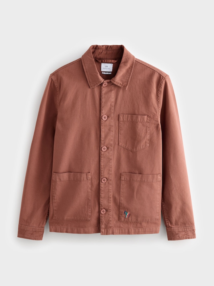 PS Paul Smith Casual Fit Pocket Detail Brown Overshirt - Image 1 of 2