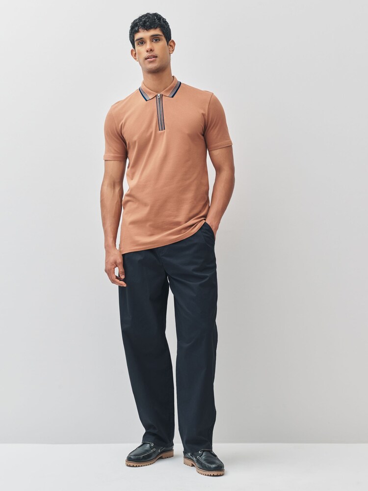 PS Paul Smith Regular-Fit Quarter Zip Brown Polo Shirt - Image 2 of 4